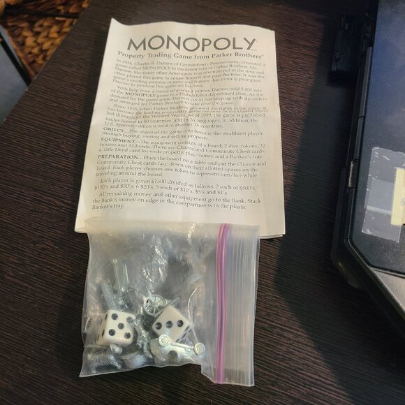 1999 Monopoly Game Lot of 9 Replacement Token Pieces Two Dice & Instruction Book - Picture 8 of 8